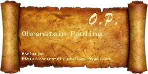 Ohrenstein Paulina névjegykártya